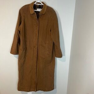 Brandon Thomas Brown‎ Canvas Barn Coat M Corduroy Trim Flannel Lined Duster